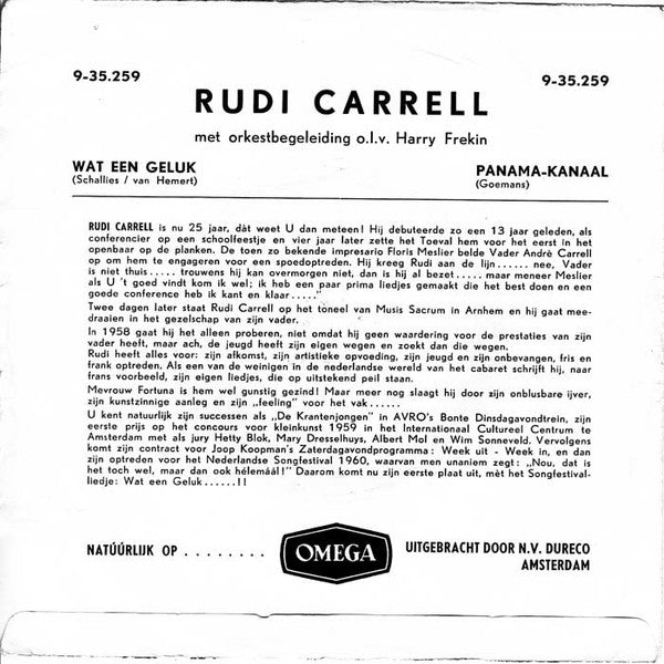 Rudi Carrell - Wat Een Geluk Vinyl Singles Vinyl Very Good (VG) <br> Hoes Good Plus (G+)