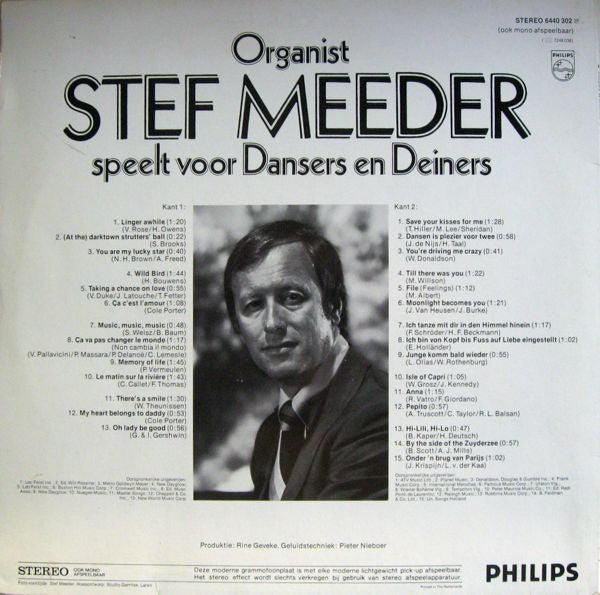 Stef Meeder - Organist Stef Meeder Speelt Voor Dansers En Deiners (LP) Vinyl LP Vinyl Very Good (VG) <br> Hoes Good Plus (G+)