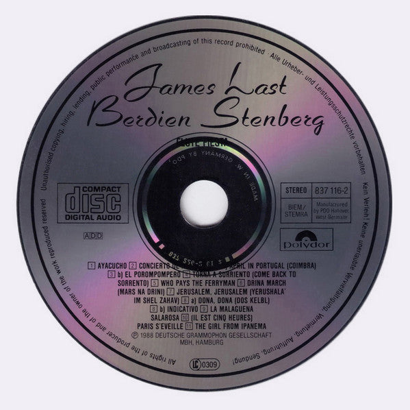 James Last & Berdien Stenberg - Flute Fiesta Compact Disc Vinyl Very Good (VG) <br> Hoes Good Plus (G+)