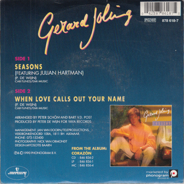 Gerard Joling Featuring Julian Hartman - Seasons Vinyl Singles Vinyl Very Good (VG) <br> Hoes Good Plus (G+)