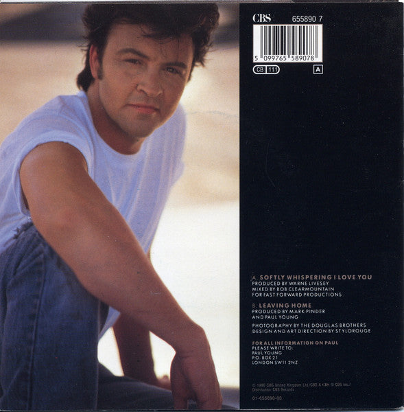 Paul Young - Softly Whispering I Love You Vinyl Singles Vinyl Very Good (VG) <br> Hoes Good Plus (G+)