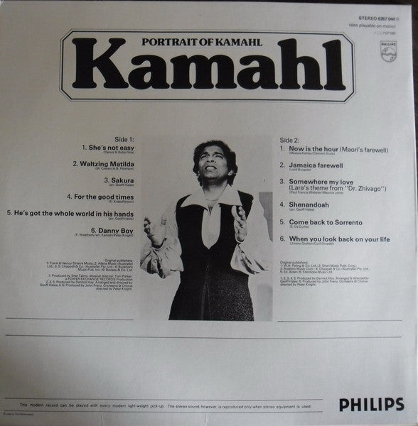Kamahl - Portrait Of Kamahl (LP) Vinyl LP Vinyl Very Good (VG) <br> Hoes Good Plus (G+)