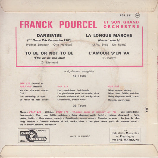 Franck Pourcel Et Son Grand Orchestre - Dansevise (*er Grand Prix Eurovision) Vinyl Singles EP Vinyl Zeer Goed / Hoesje Goed "VINYLSINGLES.NL"