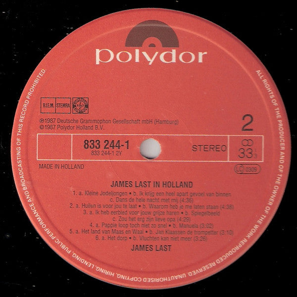 James Last - In Holland (LP) Vinyl LP Vinyl Very Good (VG) <br> Hoes Good Plus (G+)