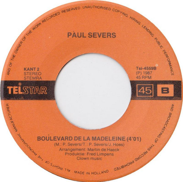 Paul Severs - Alleen Voor Jou Vinyl Singles