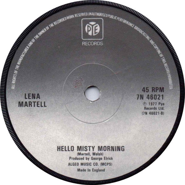 Lena Martell - One Day At A Time Vinyl Singles Vinyl Very Good (VG) <br> Hoes Good Plus (G+)