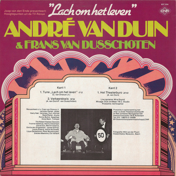 André van Duin & Frans van Dusschoten - Hoogtepunten Uit De TV-Revue Lach Om Het Leven (LP) Vinyl LP Vinyl Very Good (VG) <br> Hoes Good Plus (G+)