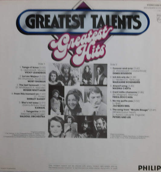 Various - Greatest Talents Greatest Hits (LP) Vinyl LP Vinyl Zeer Goed / Hoesje Goed "VINYLSINGLES.NL"