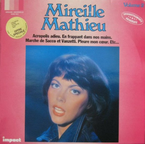 Mireille Mathieu - Mireille Mathieu - Volume * (LP) Vinyl LP Vinyl Very Good (VG) <br> Hoes Good Plus (G+)