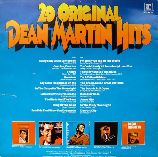Dean Martin - ** Original Dean Martin Hits (LP) Vinyl LP Vinyl Very Good (VG) <br> Hoes Good Plus (G+)