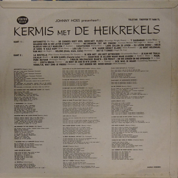 Heikrekels - Kermis Met De Heikrekels (LP) Vinyl LP Vinyl Very Good (VG) <br> Hoes Good Plus (G+)