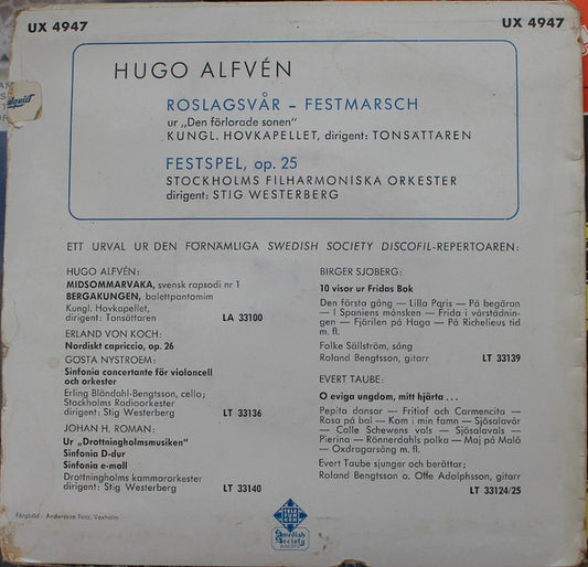Hugo Alfvén - Festspel, Op. * Vinyl Singles Vinyl Zeer Goed / Hoesje Goed "VINYLSINGLES.NL"