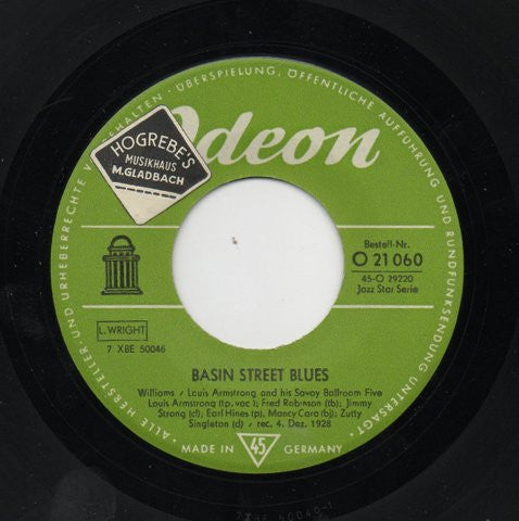 Louis Armstrong - St Louis Blues Vinyl Singles Vinyl Very Good (VG) <br> Hoes Generic