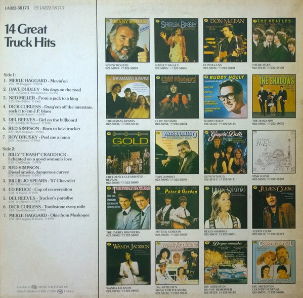 Various - 14 Great Truck Hits (LP) Vinyl LP Vinyl Very Good (VG) <br> Hoes Good Plus (G+)