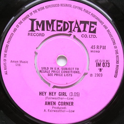 Amen Corner - (If Paradise Is) Half As Nice Vinyl Singles Vinyl (VG) <br> Hoes Generic