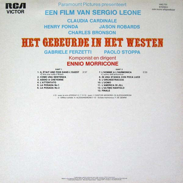 Ennio Morricone - Het Gebeurde In Het Westen (LP) Vinyl LP Vinyl Very Good (VG) <br> Hoes Good Plus (G+)