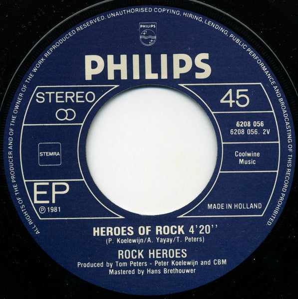 Rock Heroes - Rock Heroes Vol. * Vinyl Singles Vinyl Very Good (VG) <br> Hoes Generic