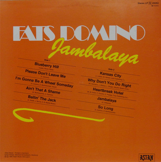 Fats Domino - Jambalaya (LP) Vinyl LP Vinyl Very Good (VG) <br> Hoes Good Plus (G+)