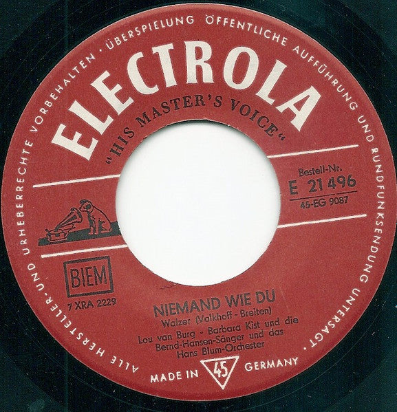 Lou Van Burg, Barbara Kist - Wir Bei Vinyl Singles Vinyl Very Good (VG) <br> Hoes Generic