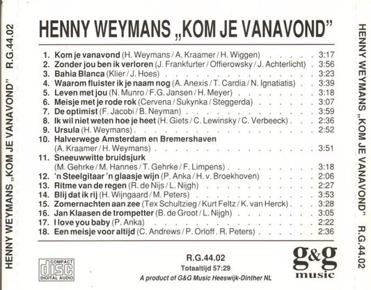 Henny Weijmans - Kom Je Vanavond (CD)