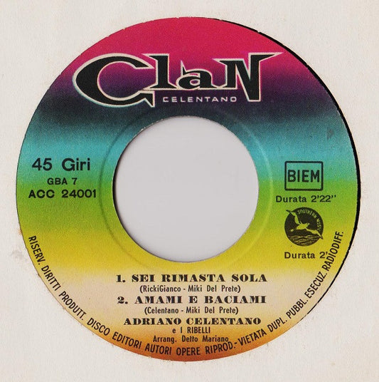 Adriano Celentano E I Ribelli - Stai Lontana Da Me Vinyl Singles Media VG+ / Sleeve Generic