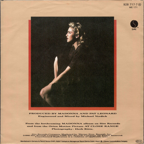 Madonna - Live To Tell Vinyl Singles Vinyl Very Good (VG) <br> Hoes Good Plus (G+)