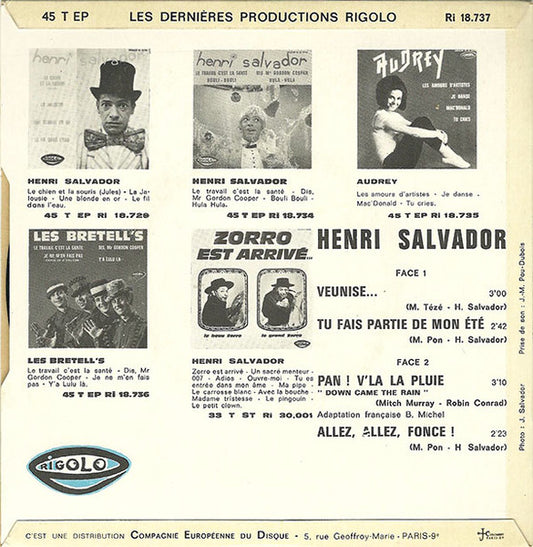 Henri Salvador - Allez, Allez, Fonce ! Vinyl Singles EP Vinyl Zeer Goed / Hoesje Goed "VINYLSINGLES.NL"
