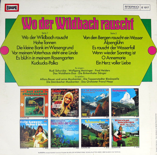 Various - Wo Der Wildbach Rauscht (LP) Vinyl LP Vinyl Very Good (VG) <br> Hoes Good Plus (G+)
