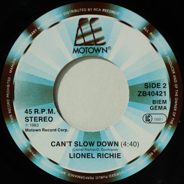 Lionel Richie - Say You, Say Me Vinyl Singles Vinyl Very Good (VG) <br> Hoes Generic