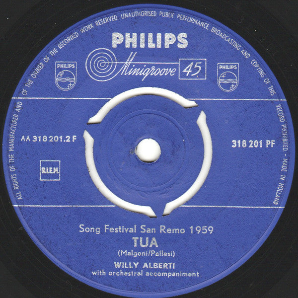 Willy Alberti - Una Marcia In Fa Vinyl Singles Vinyl Zeer Goed / Hoesje Generic "VINYLSINGLES.NL"
