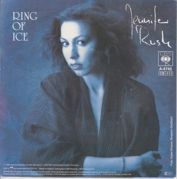 Jennifer Rush - Ring Of Ice Vinyl Singles Vinyl Very Good (VG) <br> Hoes Good Plus (G+)