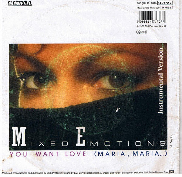 Mixed Emotions - You Want Love 40756 Vinyl Singles Vinyl Very Good (VG) <br> Hoes Good Plus (G+)