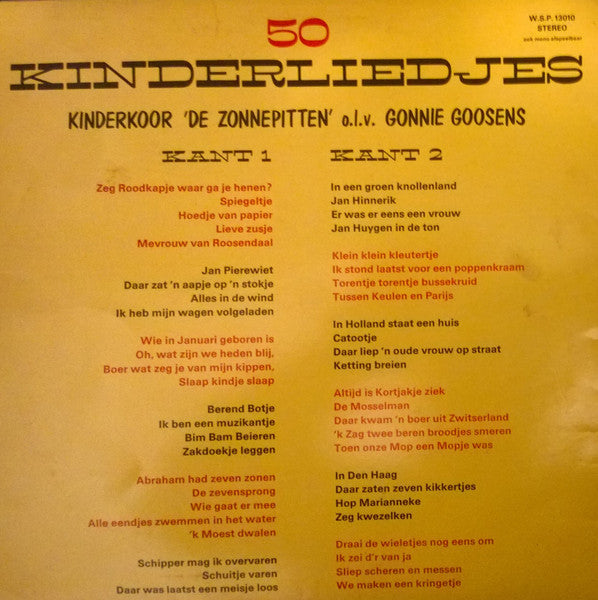 Kinderkoor De Zonnepitten - 50 Kinderliedjes (LP)