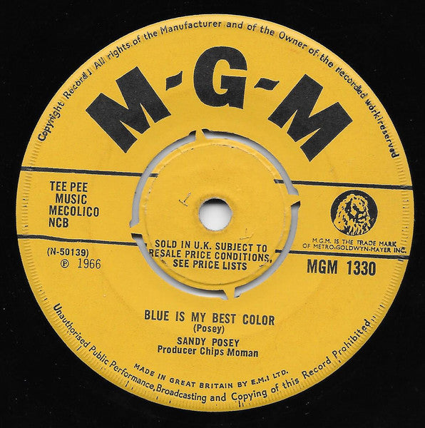 Sandy Posey - Single Girl Vinyl Singles Vinyl Very Good (VG) <br> Hoes Good Plus (G+)