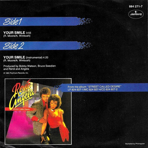 René & Angela - Your Smile Vinyl Singles Vinyl Very Good (VG) <br> Hoes Good Plus (G+)