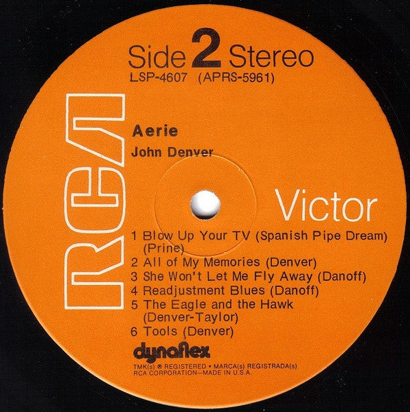 John Denver - Aerie (LP) Vinyl LP Vinyl Very Good (VG) <br> Hoes Good Plus (G+)