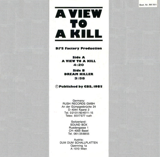 D.J.'s Factory - A View To A Kill