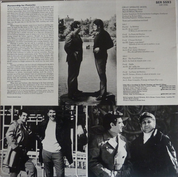 Placido Domingo / Sherrill Milnes, London Symphony Orchestra, Anton Guadagno - Great Operatic Duets (LP) Vinyl LP Vinyl Very Good (VG) <br> Hoes Good Plus (G+)