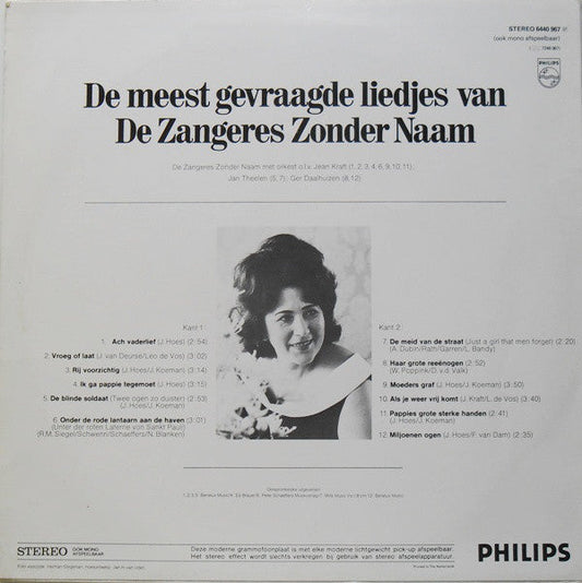 Zangeres Zonder Naam - De Meest Gevraagde Liedjes Van De Zangeres Zonder Naam (LP) Vinyl LP Vinyl Zeer Goed / Hoesje Goed "VINYLSINGLES.NL"