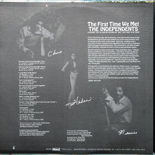 Independents - The First Time We Met (LP) (B-Keus) Vinyl LP Vinyl Zeer Goed / Hoesje Goed "VINYLSINGLES.NL"