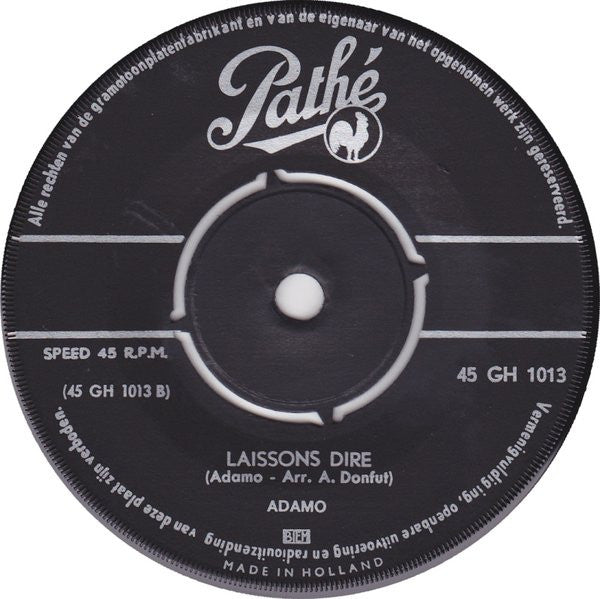 Adamo - J'aime Une Fleur Vinyl Singles Vinyl Very Good (VG) <br> Hoes Good Plus (G+)