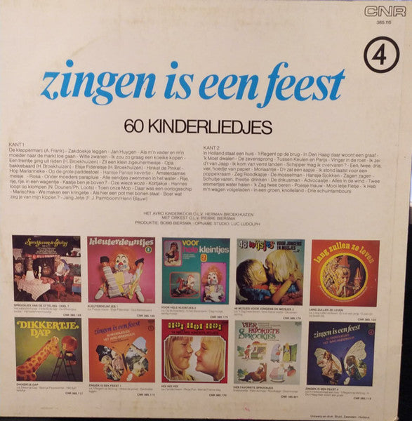 AVRO Kinderkoor - Zingen Is Een Feest 4 (60 Kinderliedjes) (LP) Vinyl LP Vinyl Very Good (VG) <br> Hoes Good Plus (G+)