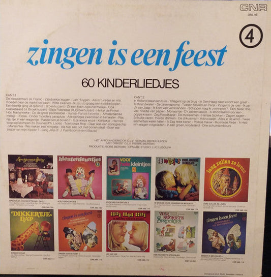 AVRO Kinderkoor - Zingen Is Een Feest 4 (60 Kinderliedjes) (LP) Vinyl LP Vinyl Zeer Goed / Hoesje Goed "VINYLSINGLES.NL"