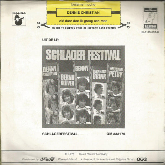 Dennie Christian - Besame Mucho Vinyl Singles Vinyl Zeer Goed / Hoesje Goed "VINYLSINGLES.NL"