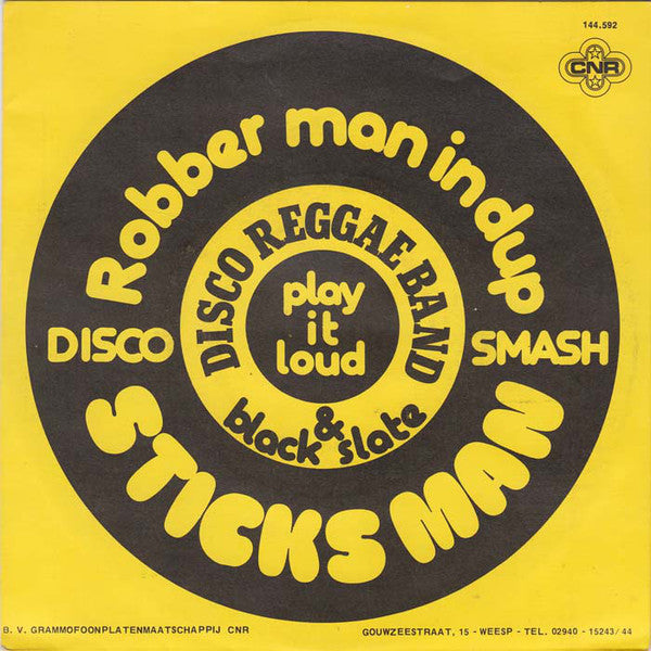 Disco Reggae & Black Slate - Sticks Man Vinyl Singles Vinyl Very Good (VG) <br> Hoes Good Plus (G+)
