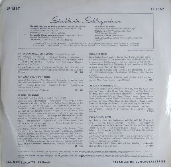 Various - Strahlende Schlagersterne (**") Vinyl LP 10" Vinyl Very Good (VG) <br> Hoes Good Plus (G+)