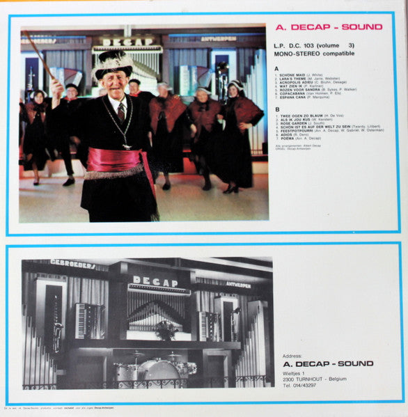 Decap Organ Antwerp - A. Decap - Sound Volume * (LP) Vinyl LP Vinyl Very Good (VG) <br> Hoes Good Plus (G+)