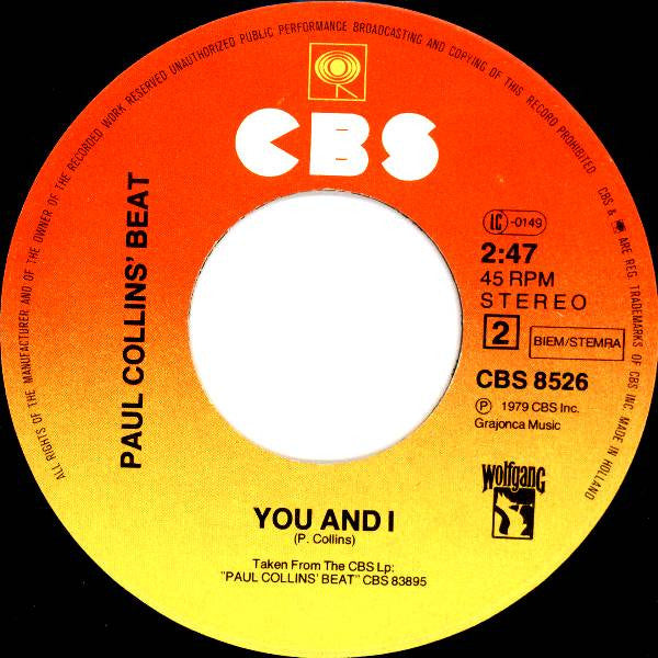 Paul Collins' Beat - Rock 'N Roll Girl (B-Keus) Vinyl Singles Vinyl Very Good (VG) <br> Hoes Generic