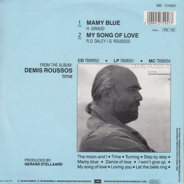 Demis Roussos - Mamy Blue Vinyl Singles Vinyl Very Good (VG) <br> Hoes Good Plus (G+)
