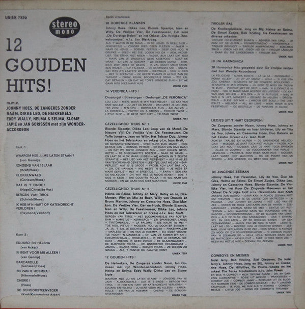 Various - Johnny Hoes Presenteert: 12 Gouden Hits (LP) 51622 Vinyl LP Vinyl Very Good (VG) <br> Hoes Good Plus (G+)